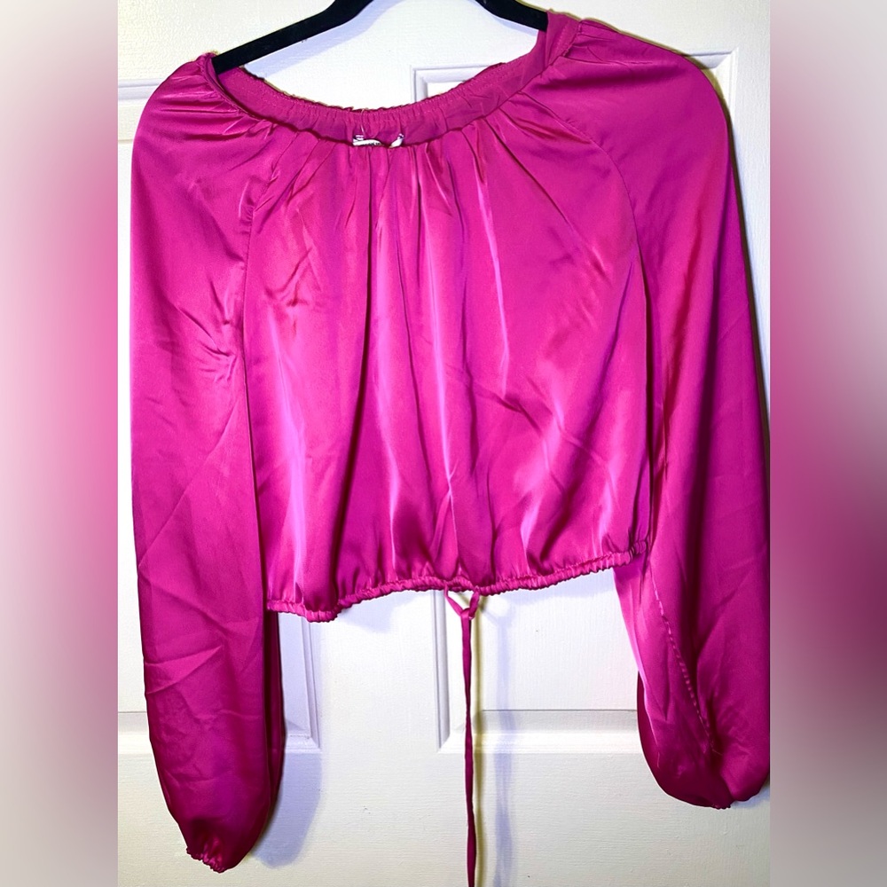 Rachel Zoe‎ Pink Satin Crop Top, M